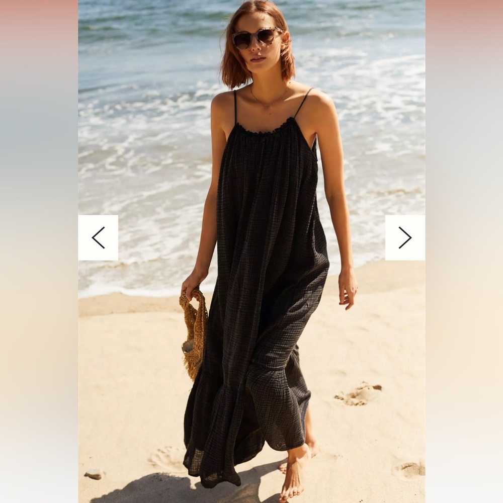 Anthropologie The Malika Gauze Dress- Black